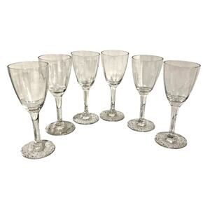 Vintage Mid Century Clear Crystal Cordial Shot Glasses Elegant Glass Set of 6